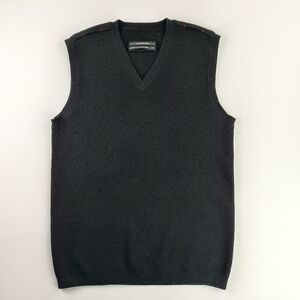 Club Monaco Black 100% Merino Wool Knit Vest Minimal Layer Men Unisex S